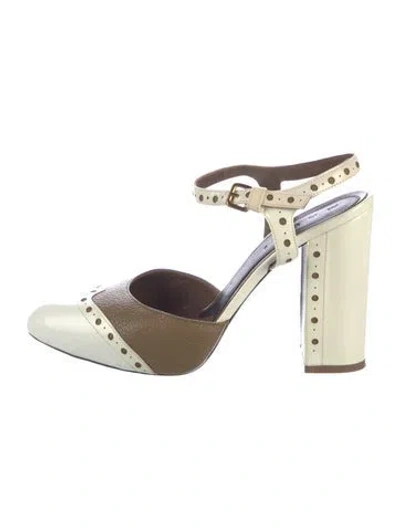 Pre-owned Marni Leather Lasercut Accents Pumps In White