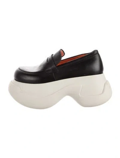 Pre-owned Marni Leather Loafer Sneakers In Black