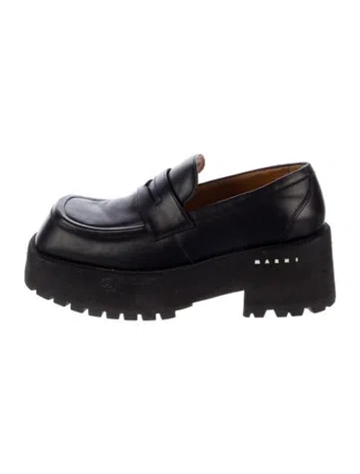 Pre-owned Marni Leather Loafers In Black