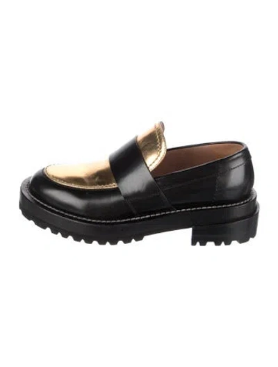 Pre-owned Marni Leather Loafers In Black/gold