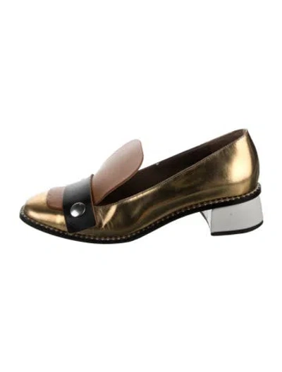 Pre-owned Marni Leather Loafers In Gold