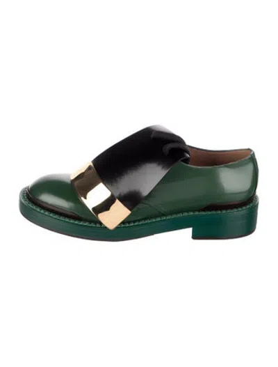 Pre-owned Marni Leather Loafers In Green
