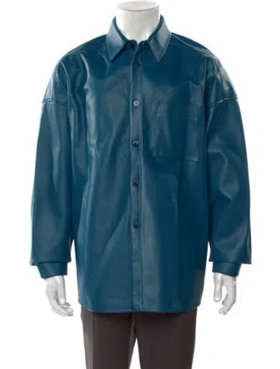Pre-owned Marni Leather Long Sleeve Shirt In Green
