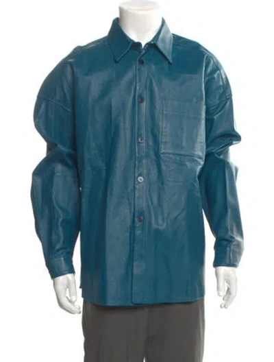 Pre-owned Marni Leather Long Sleeve Shirt W/ Tags In Blue