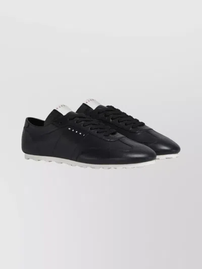MARNI LEATHER LOW-TOP SNEAKERS AND CONTRASTING SOLE