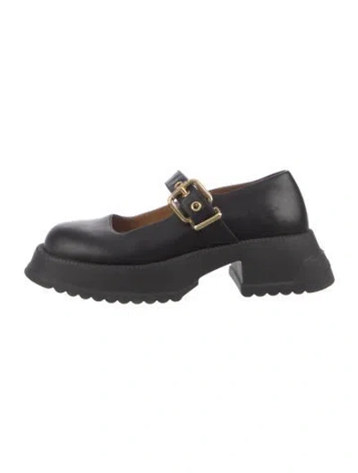 Pre-owned Marni Leather Mary Jane Flats In Black