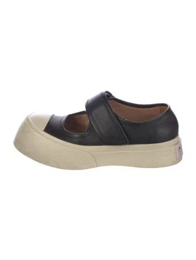 Pre-owned Marni Leather Mary Jane Flats In Black