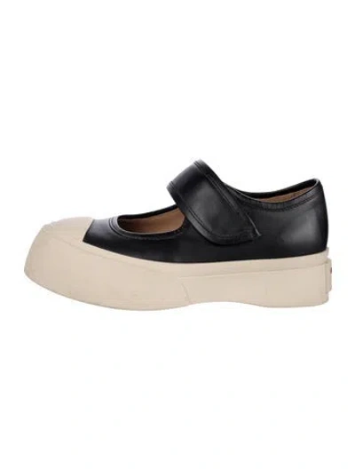 Pre-owned Marni Leather Mary Jane Flats In Black