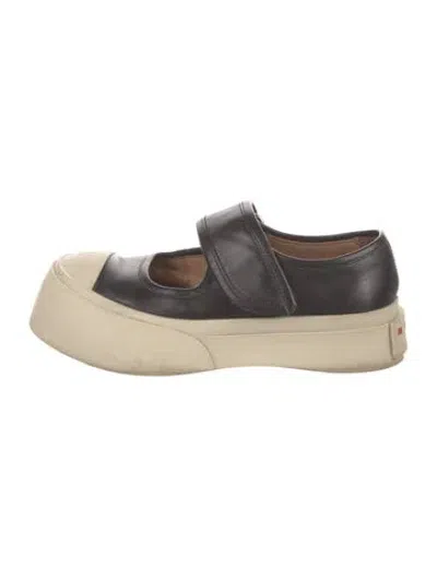 Pre-owned Marni Leather Mary Jane Flats In Black