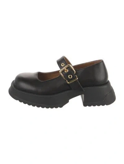 Pre-owned Marni Leather Mary Jane Flats In Black