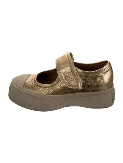 Pre-owned Marni Leather Mary Jane Flats In Gold