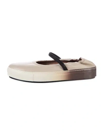 Pre-owned Marni Leather Mary Jane Flats In Neutrals
