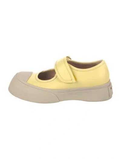 Pre-owned Marni Leather Mary Jane Flats In White