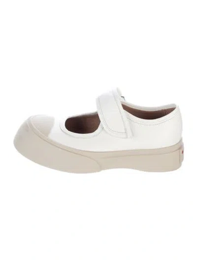 Pre-owned Marni Leather Mary Jane Flats In White