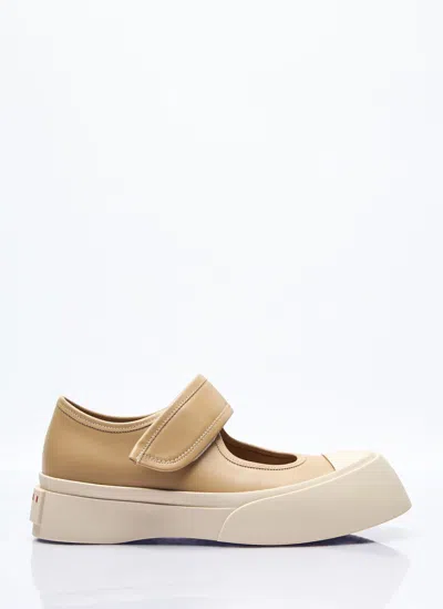 Marni Tan Pablo Mary Jane Ballerina Flats In Beige