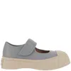 Marni Leather Mary Jane Sneakers In Grey