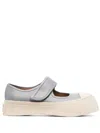 Marni Gray Calfskin Low-top Sneakers With Hook-and-loop Closure In Grey