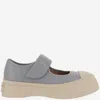 Marni Gray Calfskin Low-top Sneakers With Hook-and-loop Closure In Grey