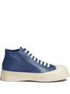 Marni Leather Mid-top Sneakers In Blue