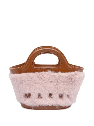 Marni Leather Mini Bag With Trimmed Details In Brown