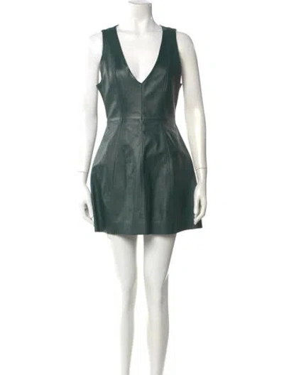 Pre-owned Marni Leather Mini Dress In Green