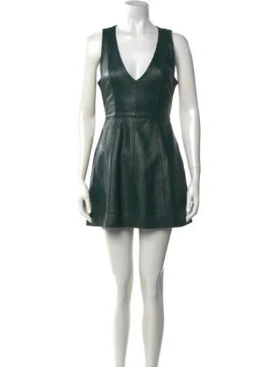 Pre-owned Marni Leather Mini Dress In Green