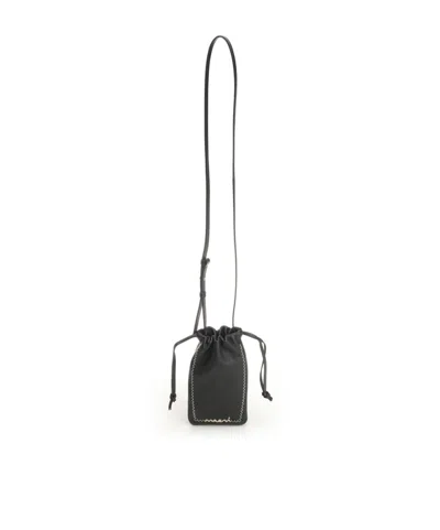 Marni Leather Mobile Phone Bag In Black