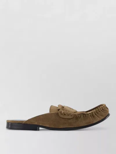 Marni Leather Moccasin Style Mules Eu Sizing In Brown