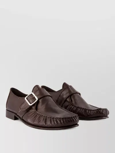 Marni Leather Monk Shoes In Brown