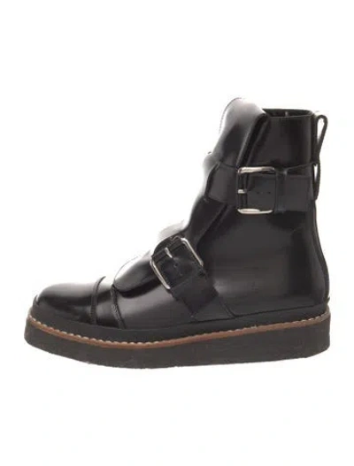 Pre-owned Marni Leather Moto Boots In Black