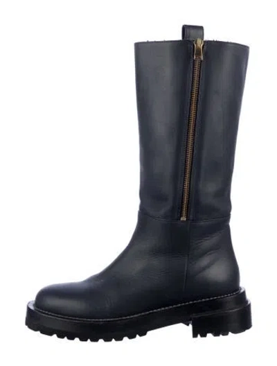 Pre-owned Marni Leather Moto Boots In Blue