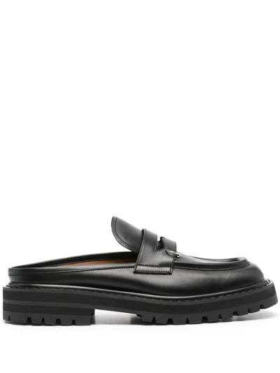 Marni Black Leather Piercing 2.0 Chunky Slip-on Loafers In 00n99 Black