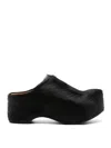 Marni 50 Long-hair Calfskin Clogs In Black