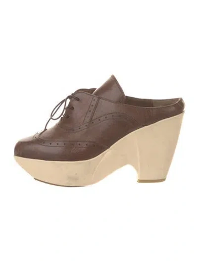 Pre-owned Marni Leather Mules In Brown