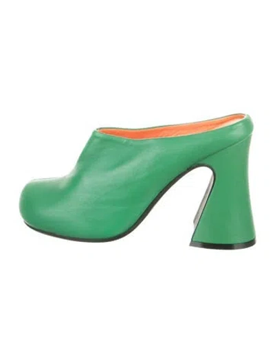 Pre-owned Marni Leather Mules In Green