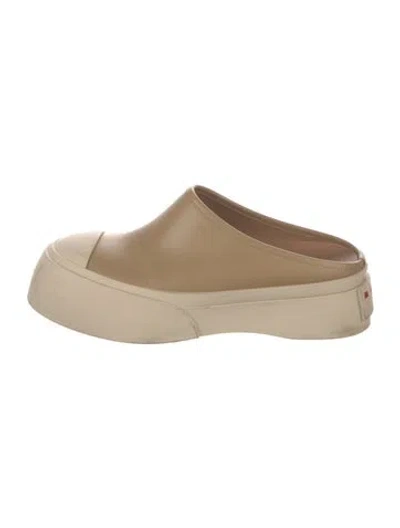Pre-owned Marni Leather Mules In Neutral