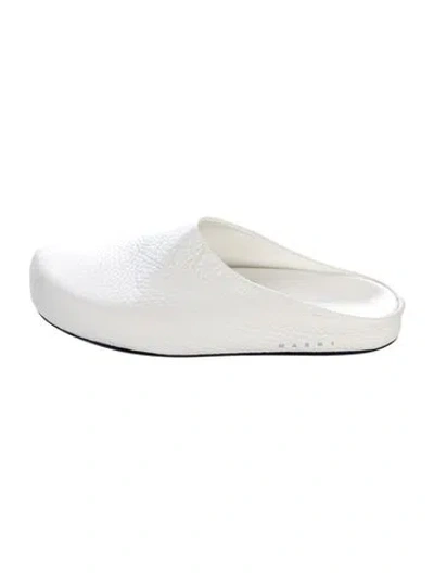 Pre-owned Marni Leather Mules In White