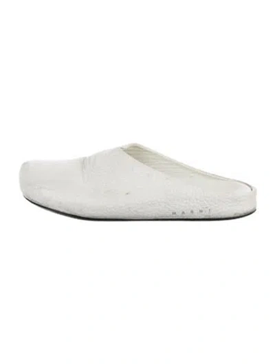 Pre-owned Marni Leather Mules In White