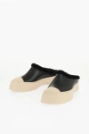 Marni Leather Mules With Rubber Toe And Sole In Black