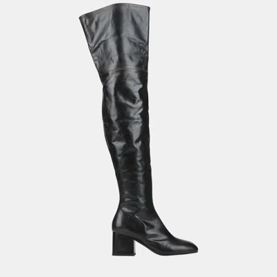 Pre-owned Marni Leather Over The Knee Boots Size 36 In Black
