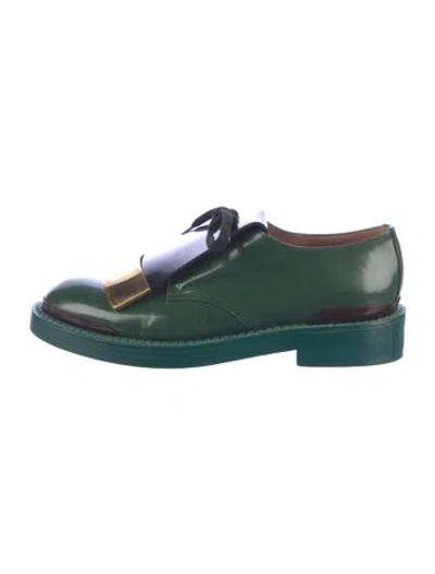 Pre-owned Marni Leather Oxfords In Green