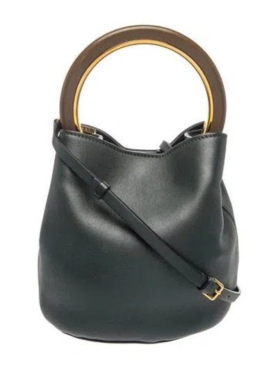 Pre-owned Marni Leather Pannier Bucket Bag In Green