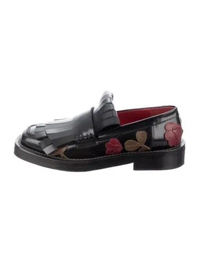 Pre-owned Marni Leather Patterned Loafers In Black