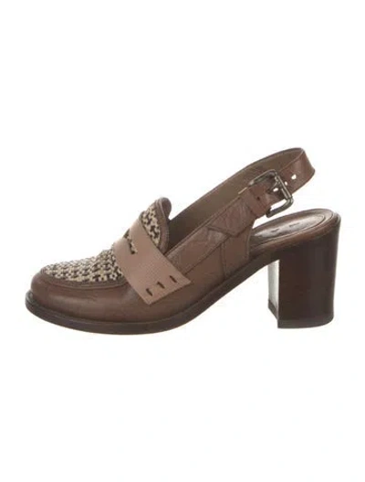 Pre-owned Marni Leather Patterned Loafers In Brown/neutrals