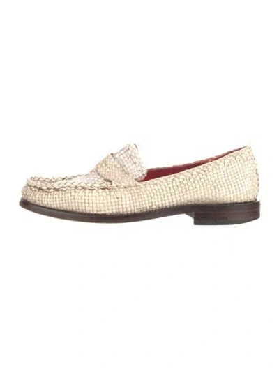 Pre-owned Marni Leather Patterned Loafers In Neutrals