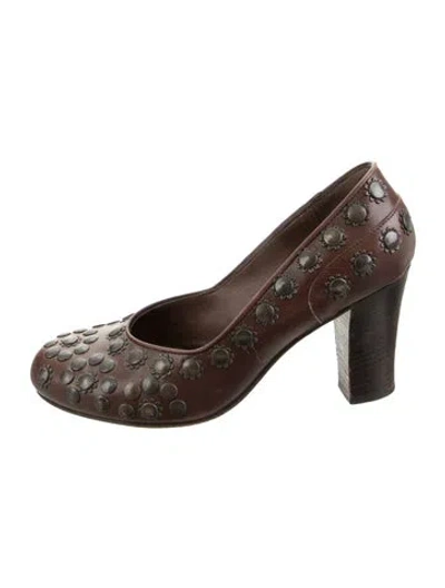 Pre-owned Marni Leather Patterned Pumps In Brown