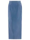 Marni Leather Slit-back Maxi Pencil Skirt In Blue