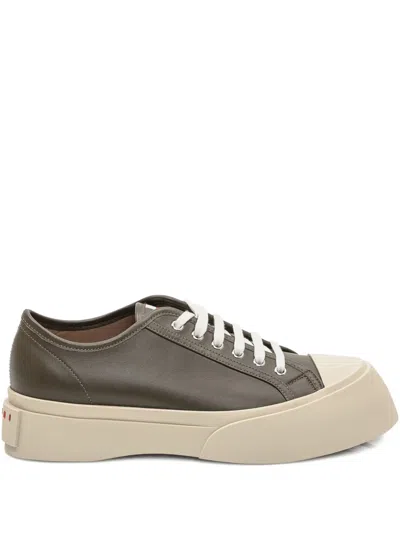 Marni Leather Platform Sneakers In Green