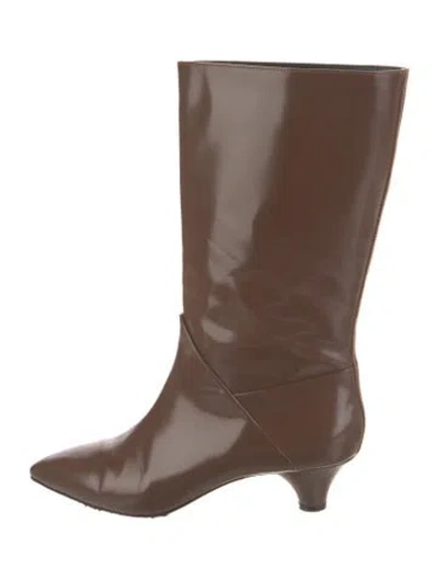 Pre-owned Marni Leather Rain Boots In Brown