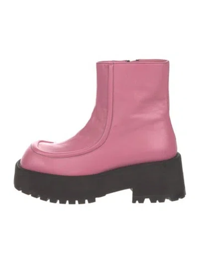 Pre-owned Marni Leather Rain Boots In Pink